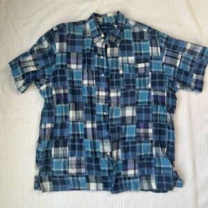 Ralph Lauren Vintage Bob Camp Patchwork Short Sleeve Button Up Shirt Large
